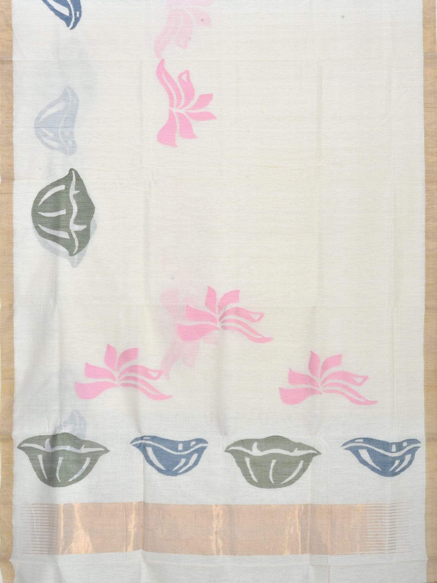 White Khadi Cotton Handloom Grab2Buy with Pallu Design - Global Threads 