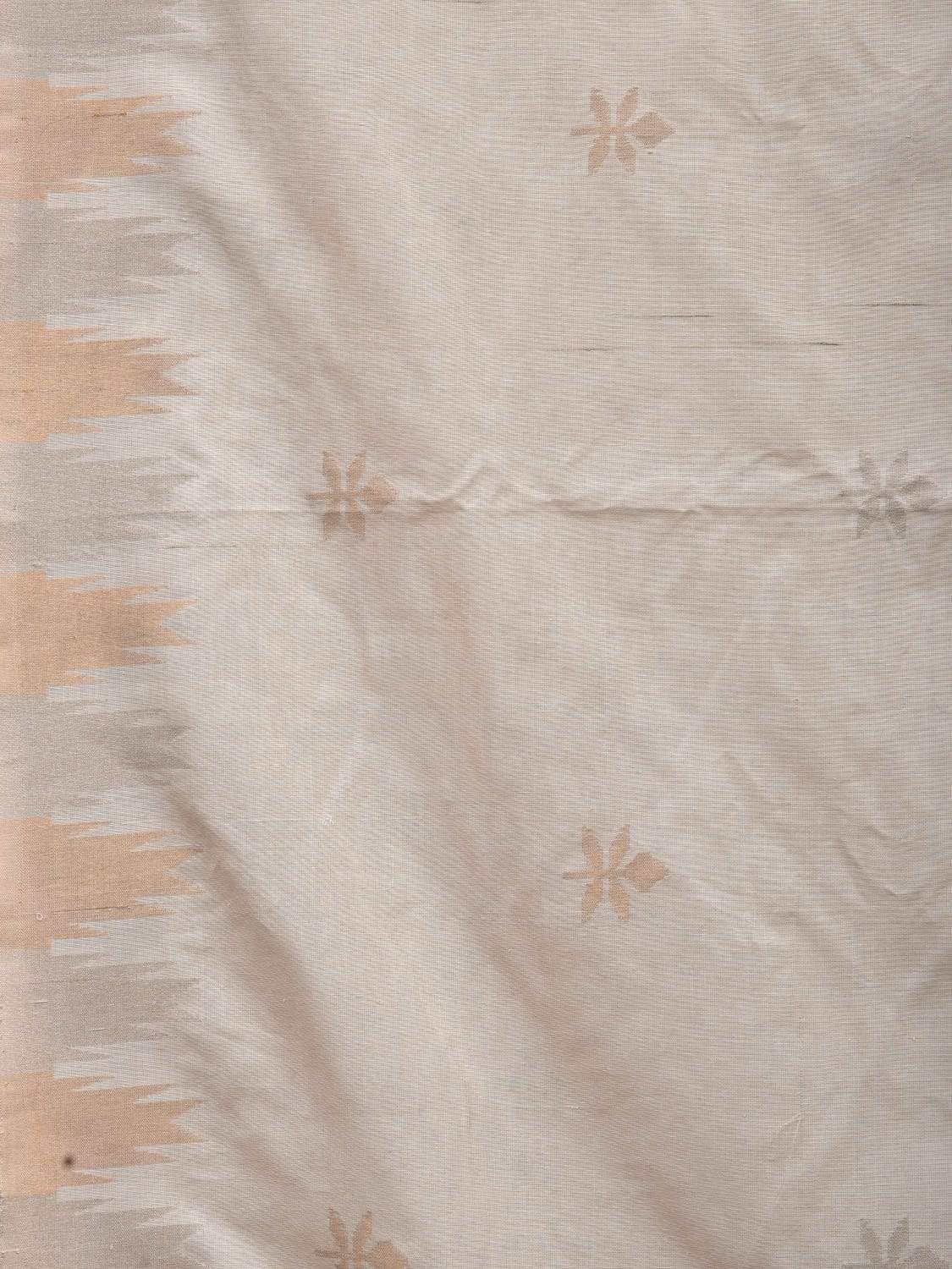 White Khadi Cotton Handloom Grab2Buy with Temple Border and Buta Design - Global Threads 
