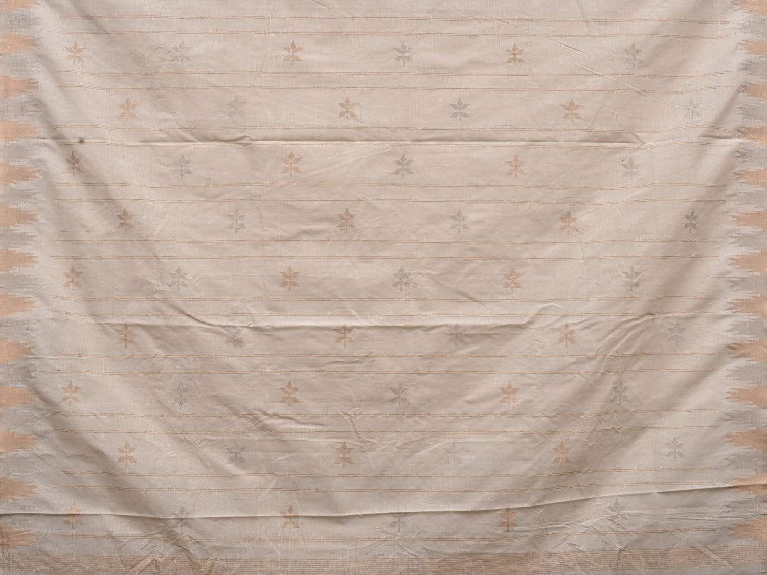 White Khadi Cotton Handloom Grab2Buy with Temple Border and Buta Design - Global Threads 