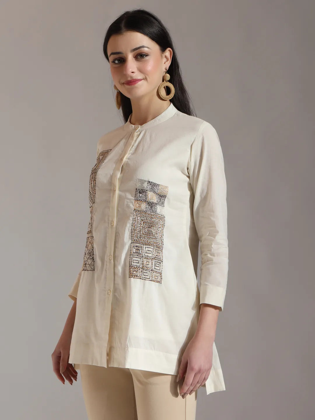 Yufta White Pure Cotton Embroidered Top  Grab2Buy Yufta Grab2Buy