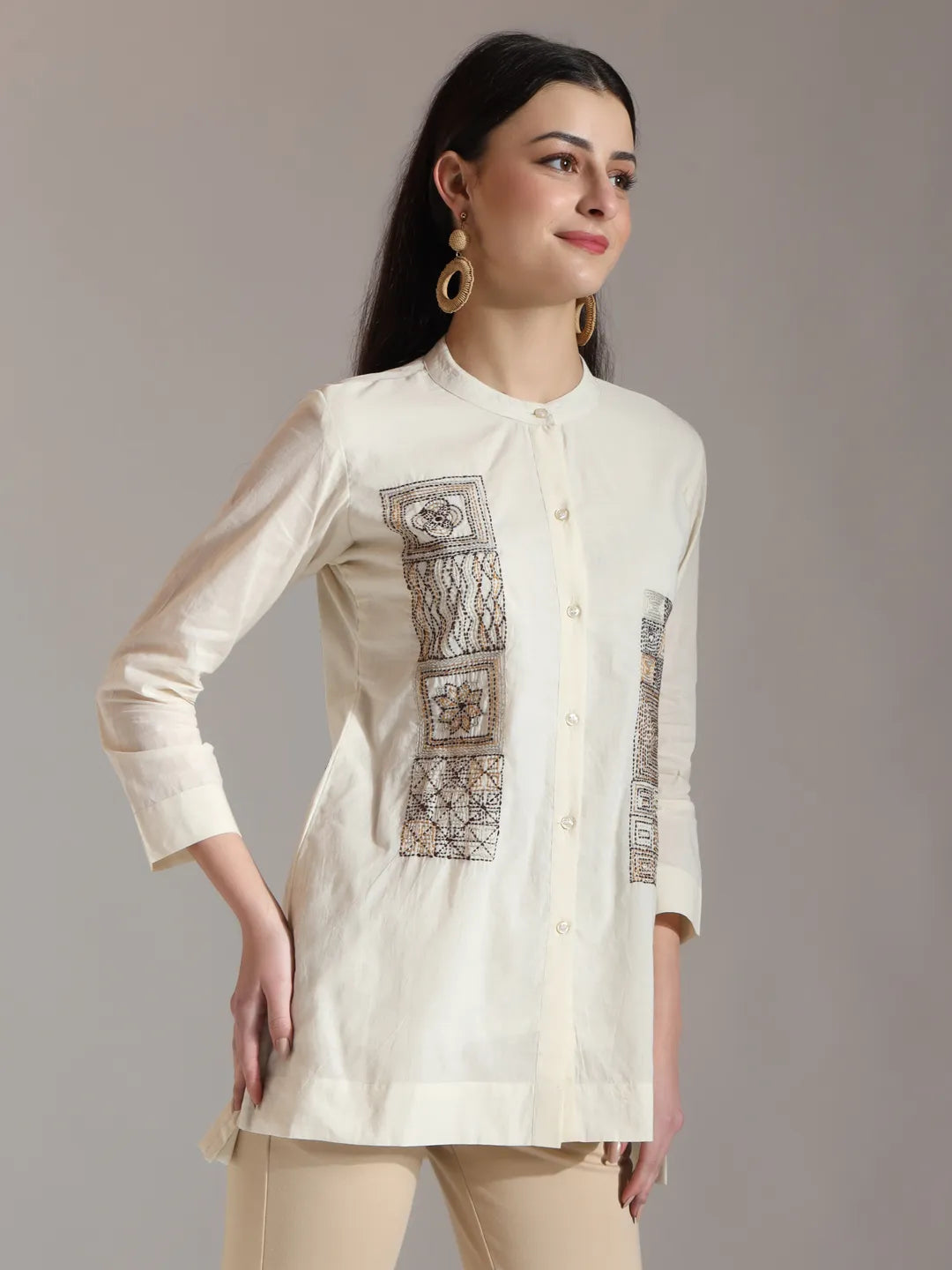 Yufta White Pure Cotton Embroidered Top  Grab2Buy Yufta Grab2Buy