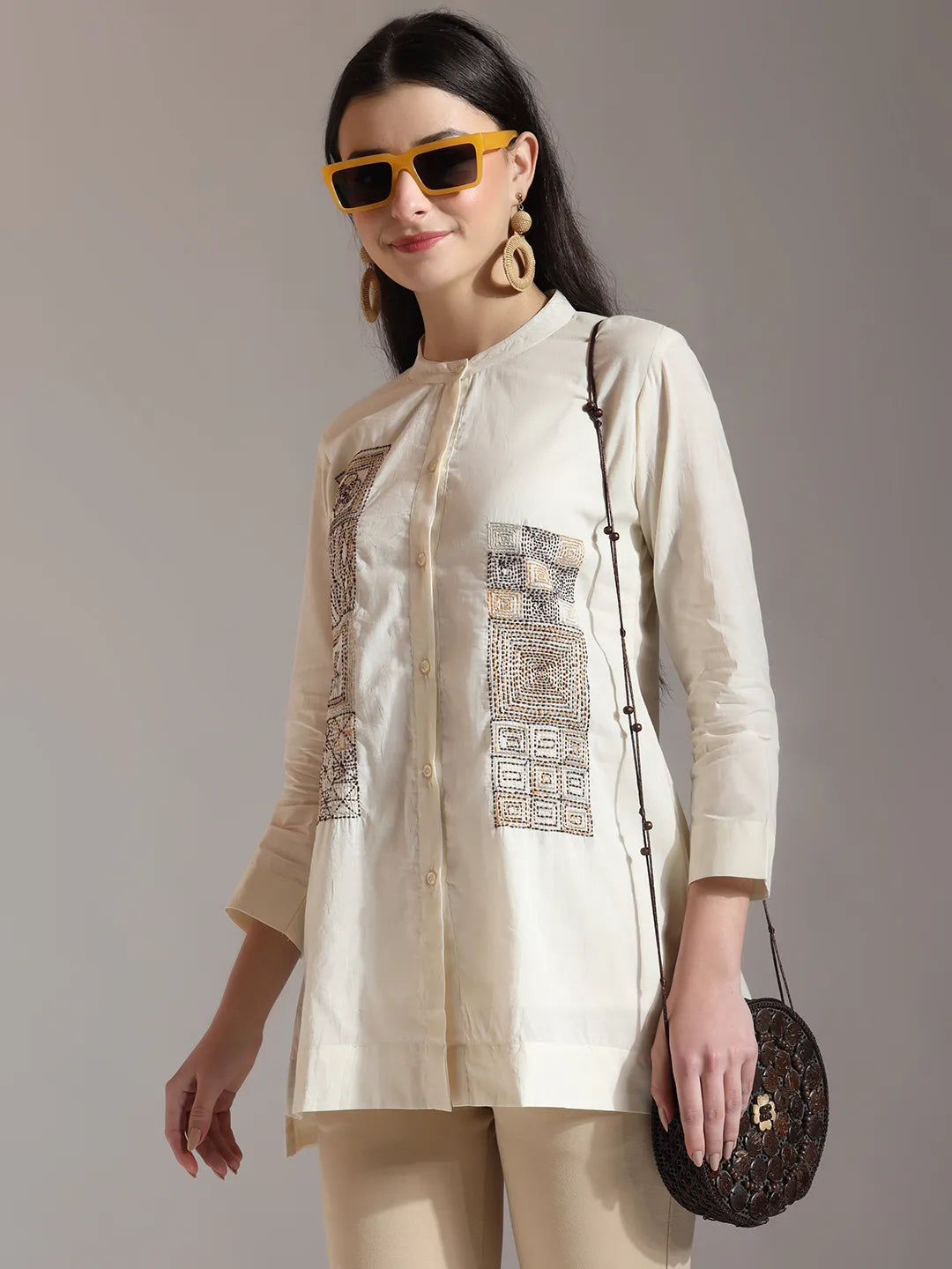 Yufta White Pure Cotton Embroidered Top  Grab2Buy Yufta Grab2Buy