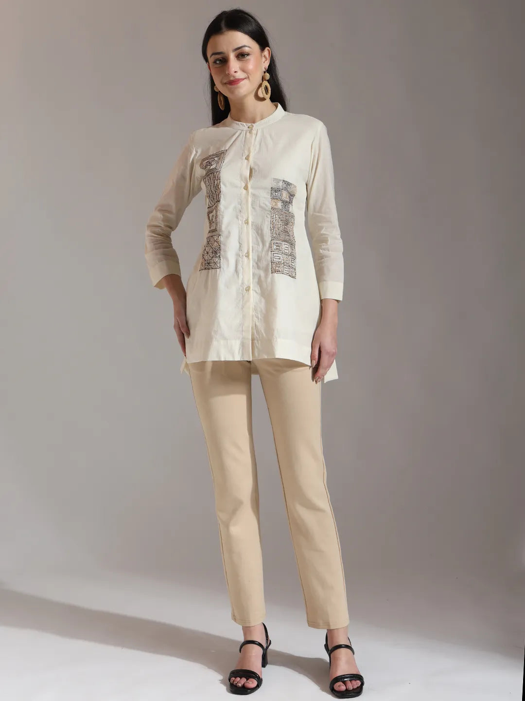 Yufta White Pure Cotton Embroidered Top  Grab2Buy Yufta Grab2Buy