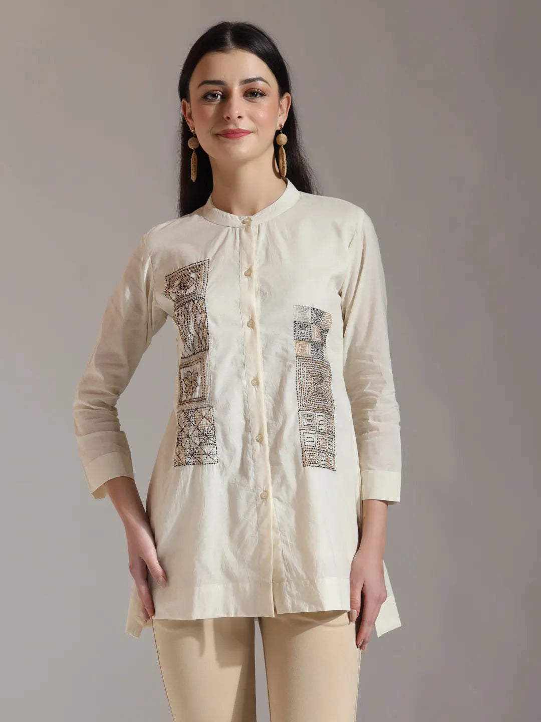 Yufta White Pure Cotton Embroidered Top  Grab2Buy Yufta Grab2Buy