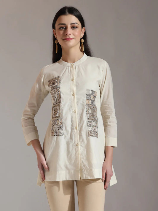 Yufta White Pure Cotton Embroidered Top  Grab2Buy Yufta Grab2Buy