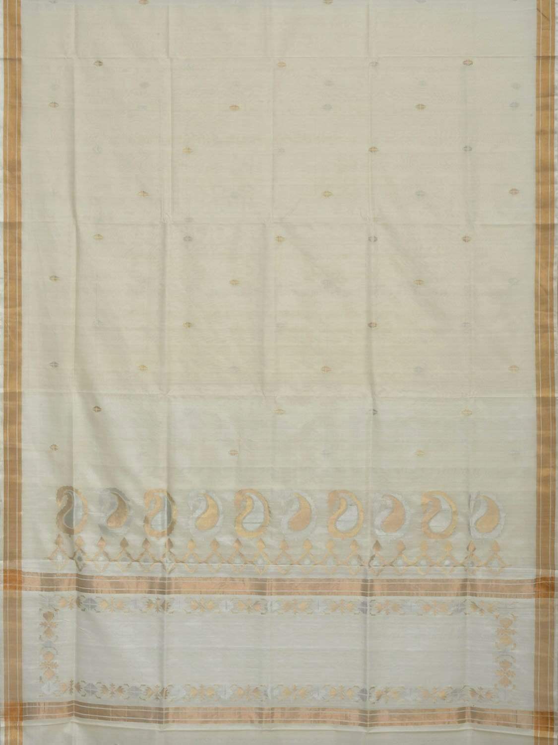 White Uppada Cotton Handloom Grab2Buy with Mango Design Pallu - Global Threads 