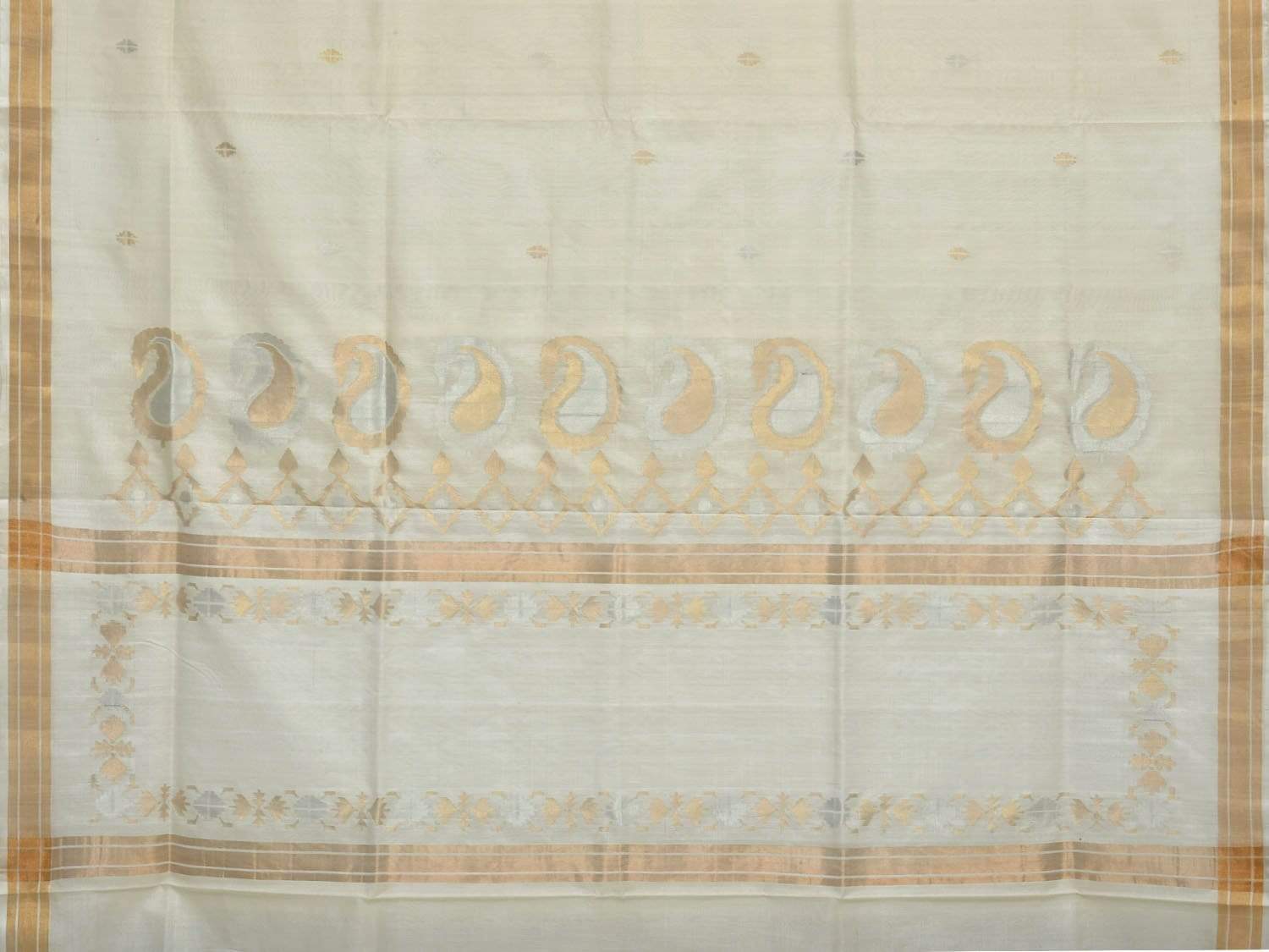 White Uppada Cotton Handloom Grab2Buy with Mango Design Pallu - Global Threads 