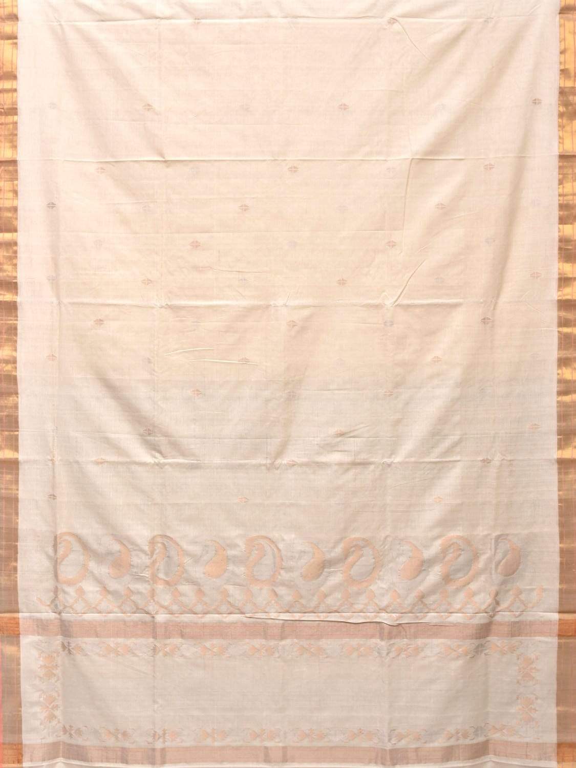 White Uppada Cotton Handloom Grab2Buy with Mango Design Pallu - Global Threads 