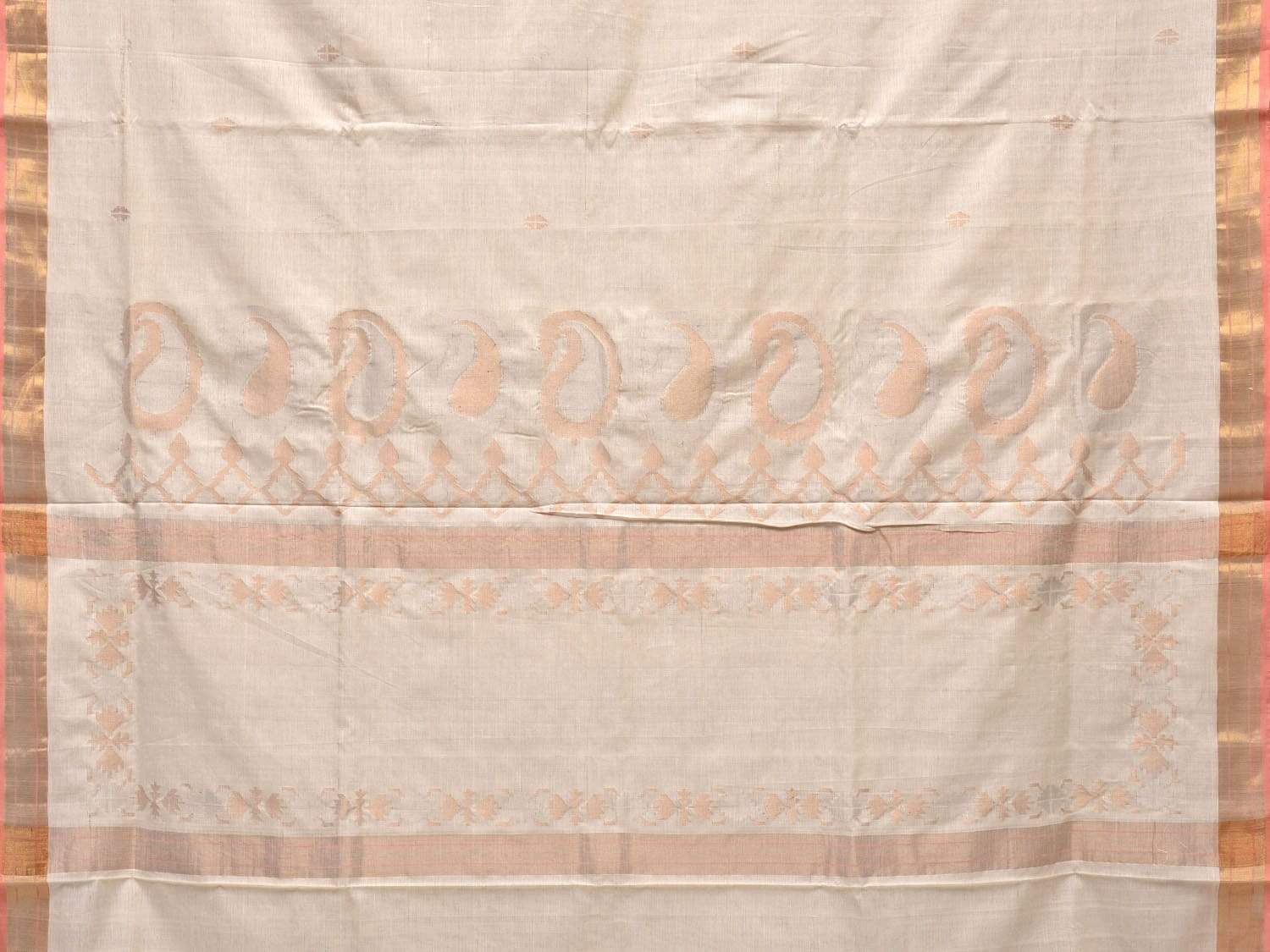 White Uppada Cotton Handloom Grab2Buy with Mango Design Pallu - Global Threads 