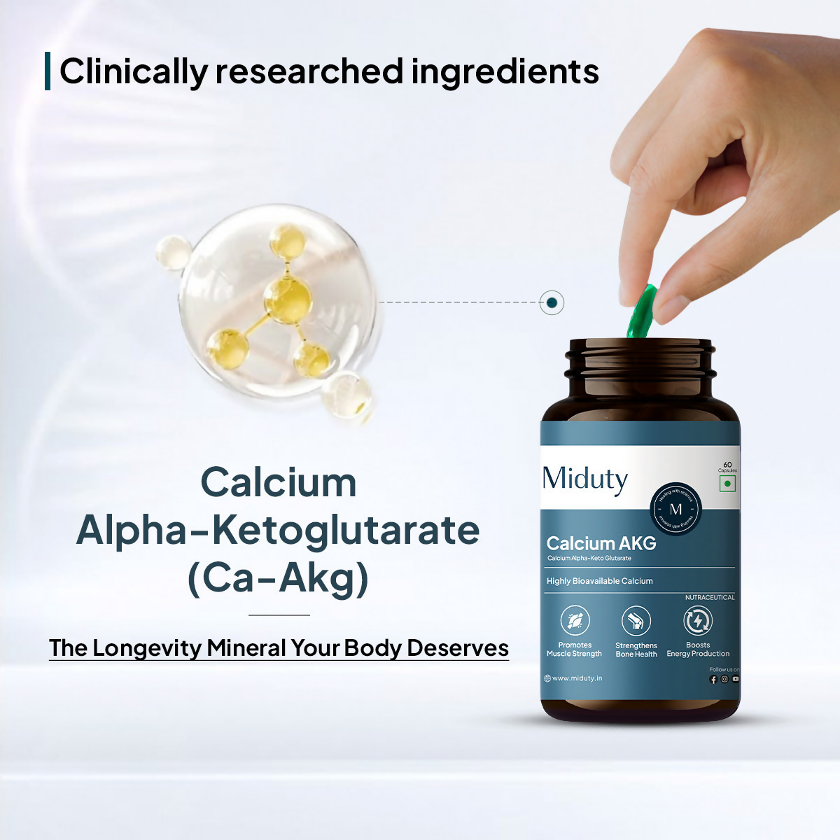 Miduty by Palak Notes Calcium Alpha-Ketoglutarate (AKG) Capsules 