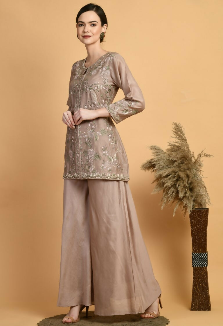 Joban Fashion Coffee Chanderi Kurta Set