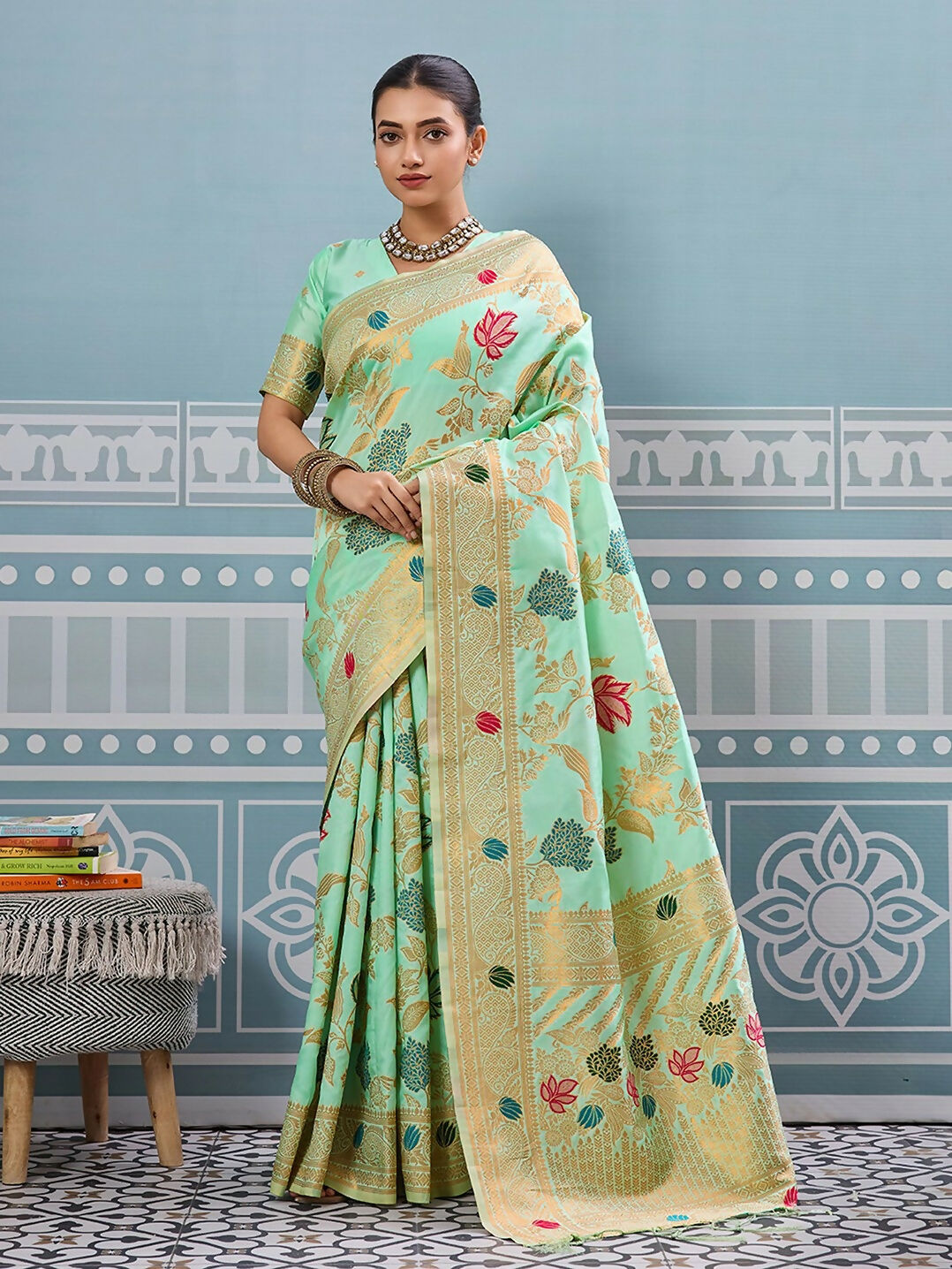 Shree Shyam Fashion Pista Silk Saree