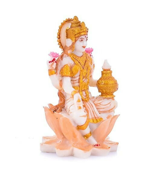 Soni Craft Handmade Poly Resin Lakshmi Ji Sculpture Sitting On Lotus Statue - Grab2buy
