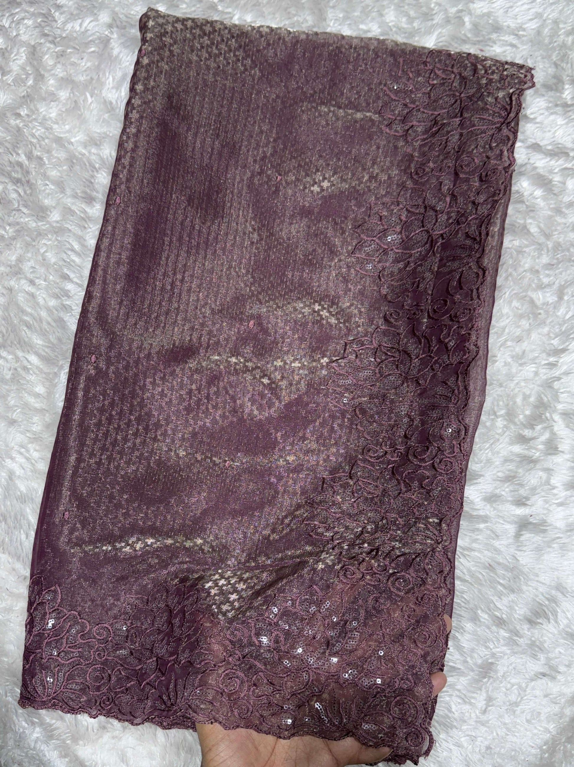 Evanik Wine Glass Satin Jecquard Weaving With Thread Sequence Work Saree With Blouse