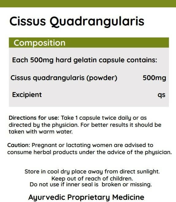 Ayurvedashree Cissus 500mg Capsules 