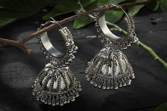 Mominos Fashion Johar Kamal Oxidised Black-Plated With Ghungroo Jhumkas - Grab2buy