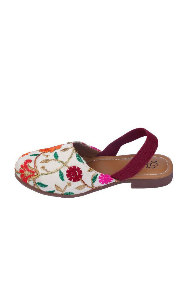 Tiny Bugs Girls Embroidered Strap Ethnic Jutis-Beige  Grab2Buy Tiny Bugs Grab2Buy
