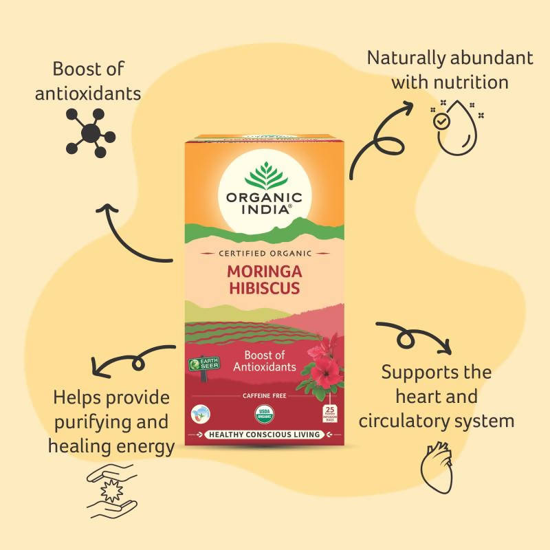 Organic India Moringa Hibiscus Tea Bags 
