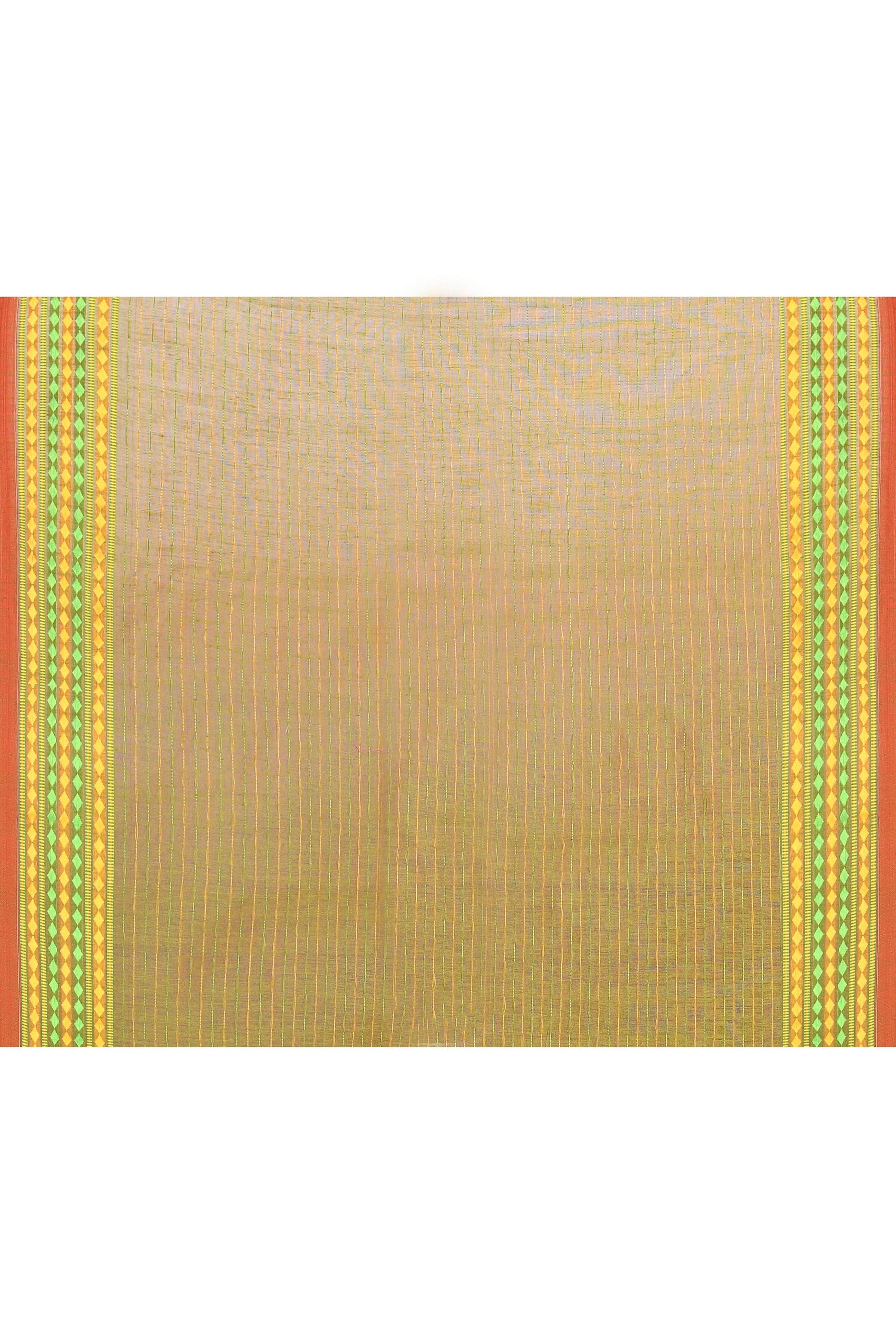 Piyari Fashion Women's Red Embellished Cotton Blend Jamdani Saree