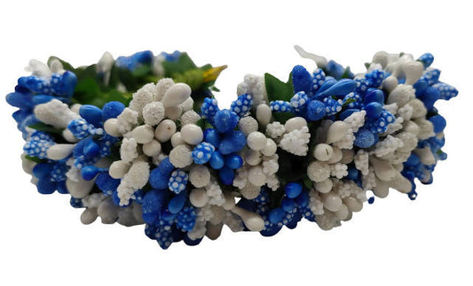 Blue & White Pollens Bridal Hair Gajra - Grab2buy