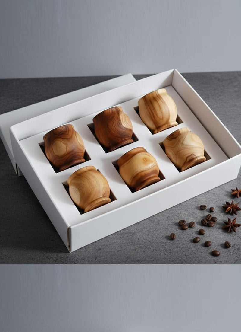 Wood estate Artistic Round Wooden Tea/Coffee Set-Natural Wooden Tea Drinking Cup Coffee Cup  Grab2Buy Prazu Fashion Grab2Buy