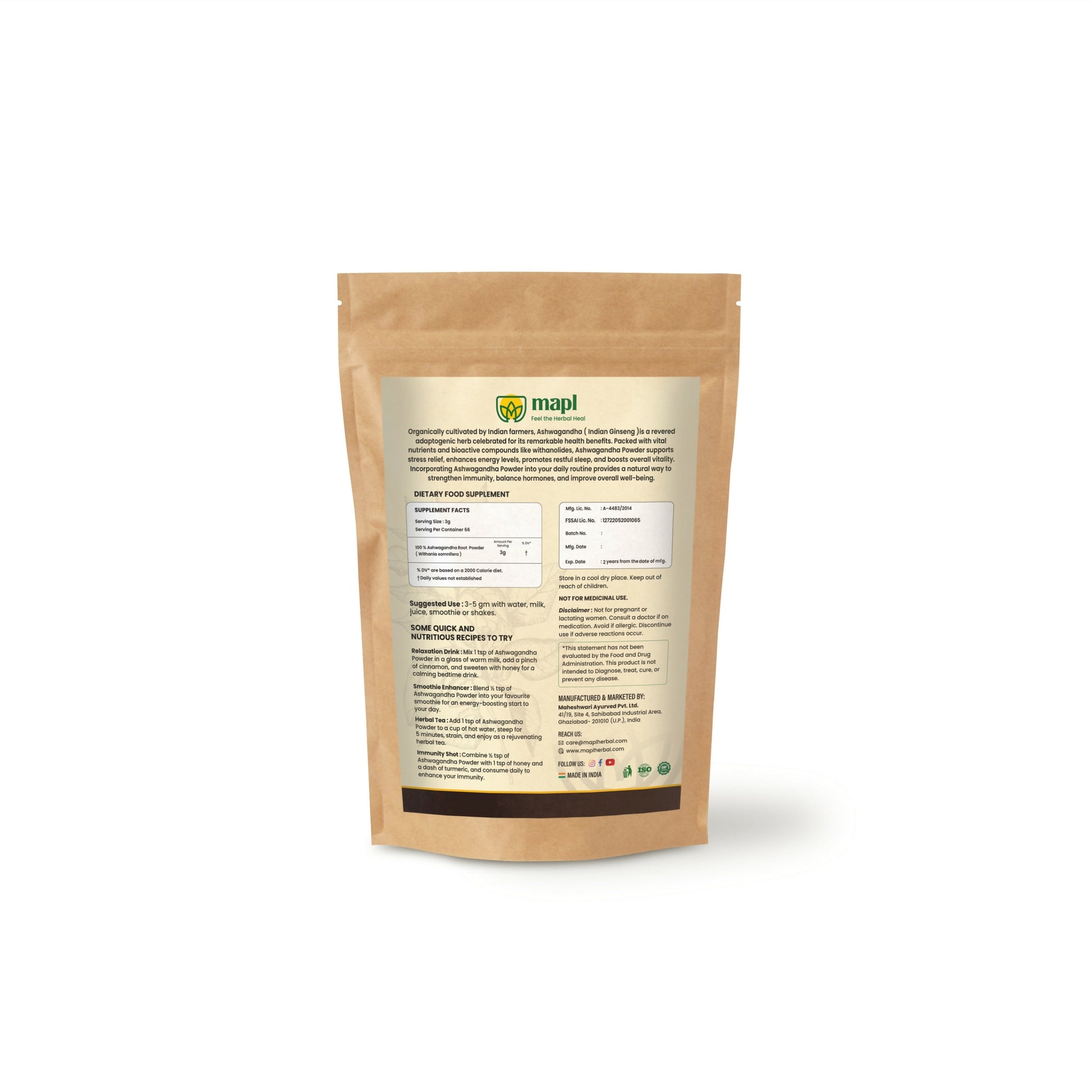 MAPL Ashwagandha Root Powder 