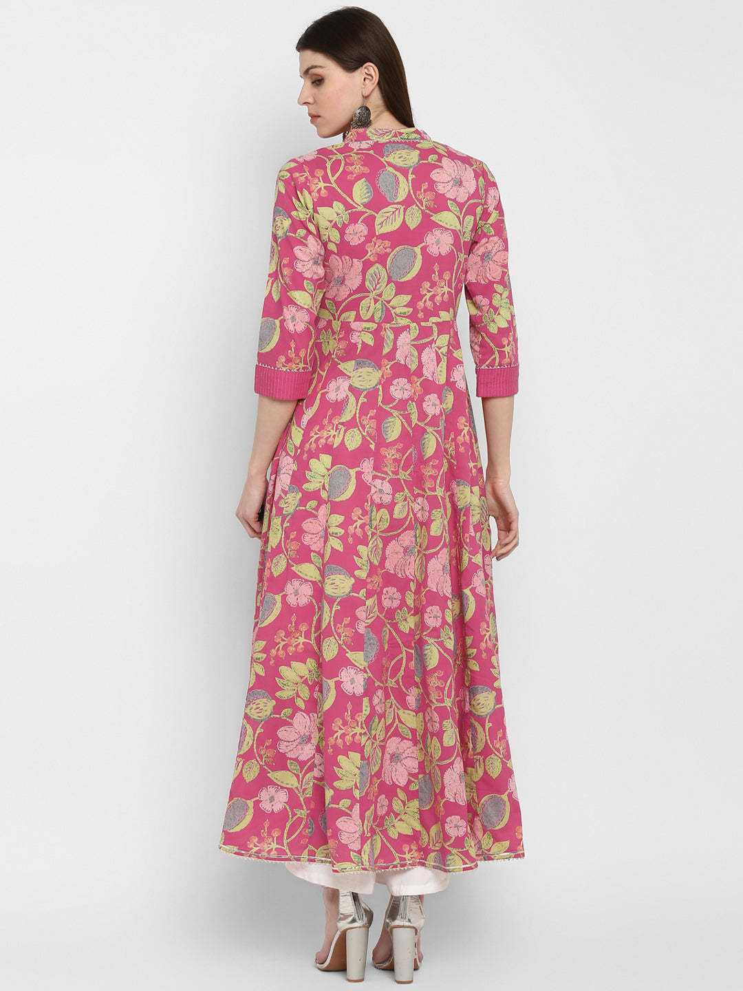 NOZ2TOZ Women's Printed Anarkali Coral Kurta- (1pc set) 