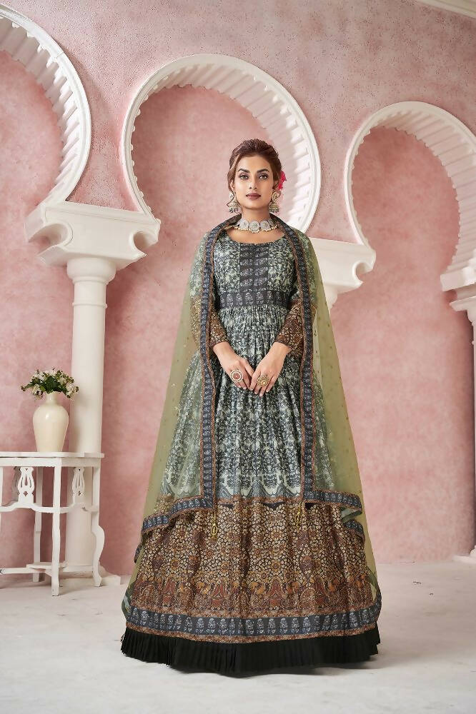 Everywhere Designer Black Dola Silk Gown With Dupatta - Anbazaar - Grab2buy