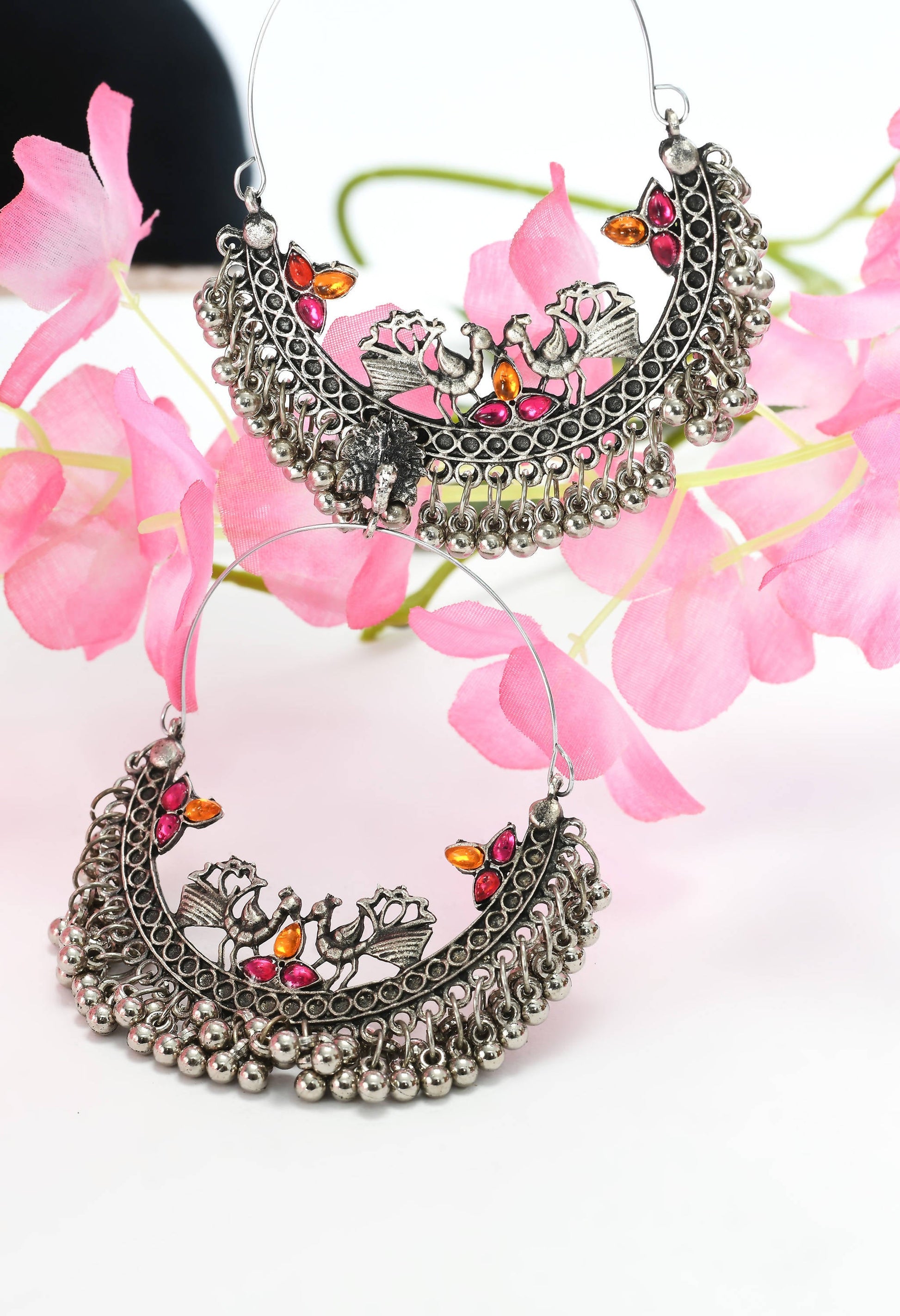 Mominos Fashion Johar Kamal Peacock Design Chandbali Earrings - Grab2buy