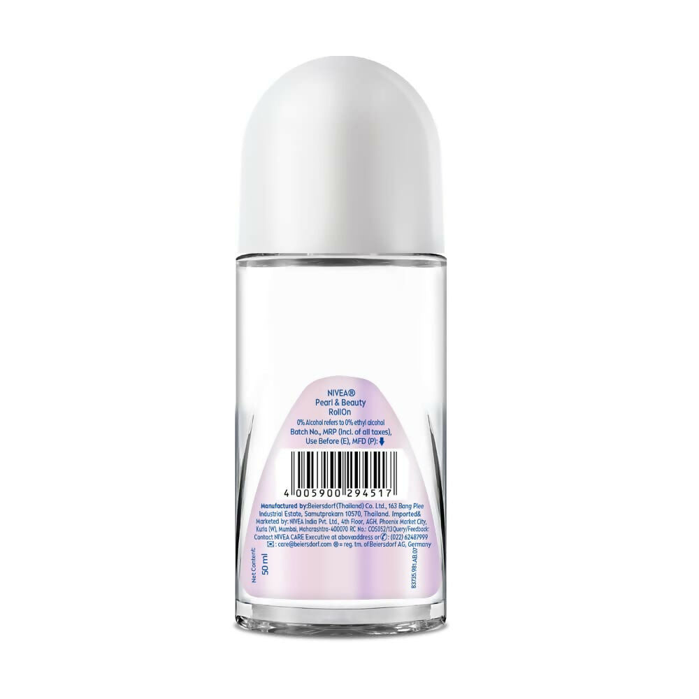 Nivea Pearl and Beauty Deo Roll On With Pearl Extracts & Avocado Oil 48 H Smooth & Beautiful Underarms 0% Alcohol 