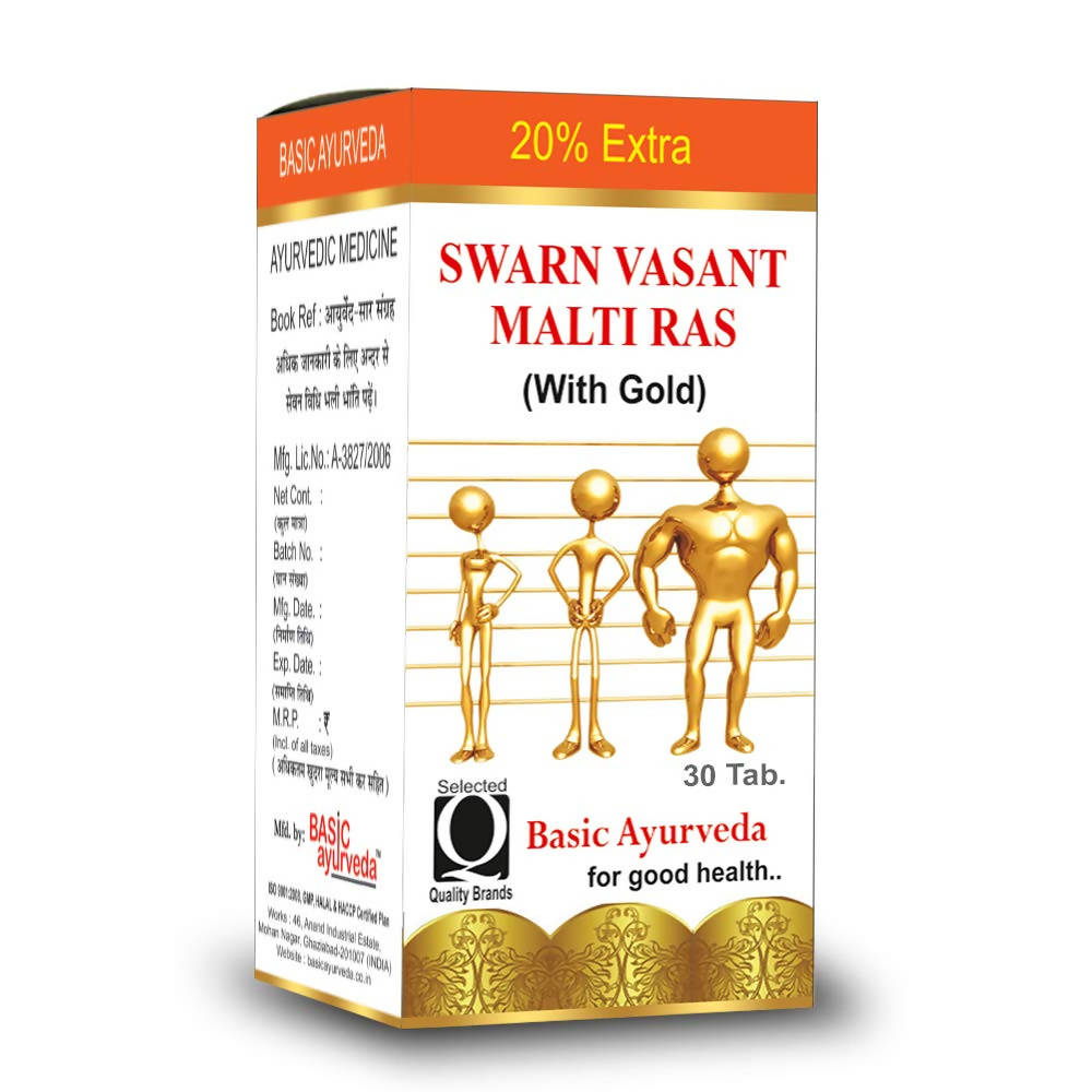 Basic Ayurveda Swarn Vasant Malti Ras (With Gold) Tablets 