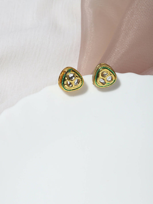Gold-Toned Silver-Toned Contemporary Studs Earrings - Ruby Raang - Grab2buy