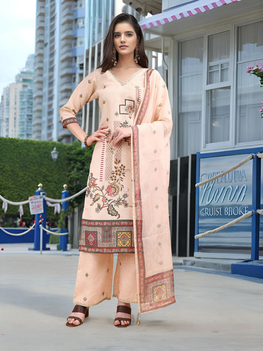 Joban Fashion Off White Position Digital Print With Position Foil Kurta Set