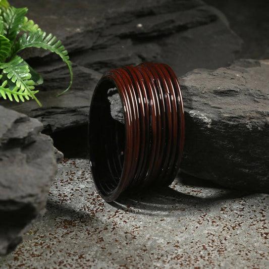Afast Shining Brown Glass Party, Wedding, Daily Use Bangle Set, Pack Of 12 | Grab2Buy