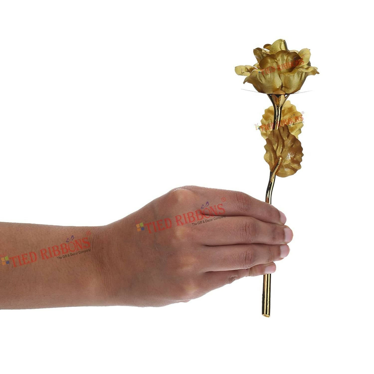 Tied Ribbons Rose Flower Artificial With Teddy - Valentines Day Gift Box 