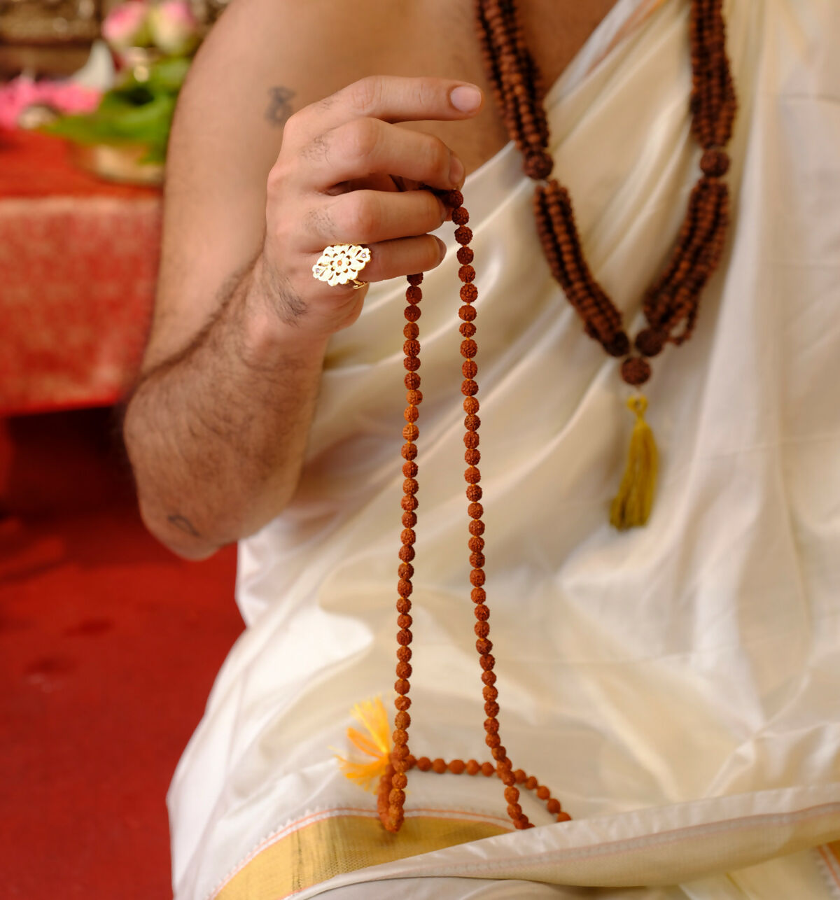 Pujashree Rudraksh Mala Small 8mm – Sacred Prayer Beads for Meditation, Chanting & Spiritual Wear