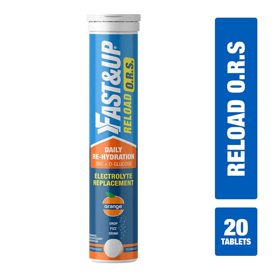 Fast&Up Reload O.R.S Effervescent Electrolyte Tablets - Orange 