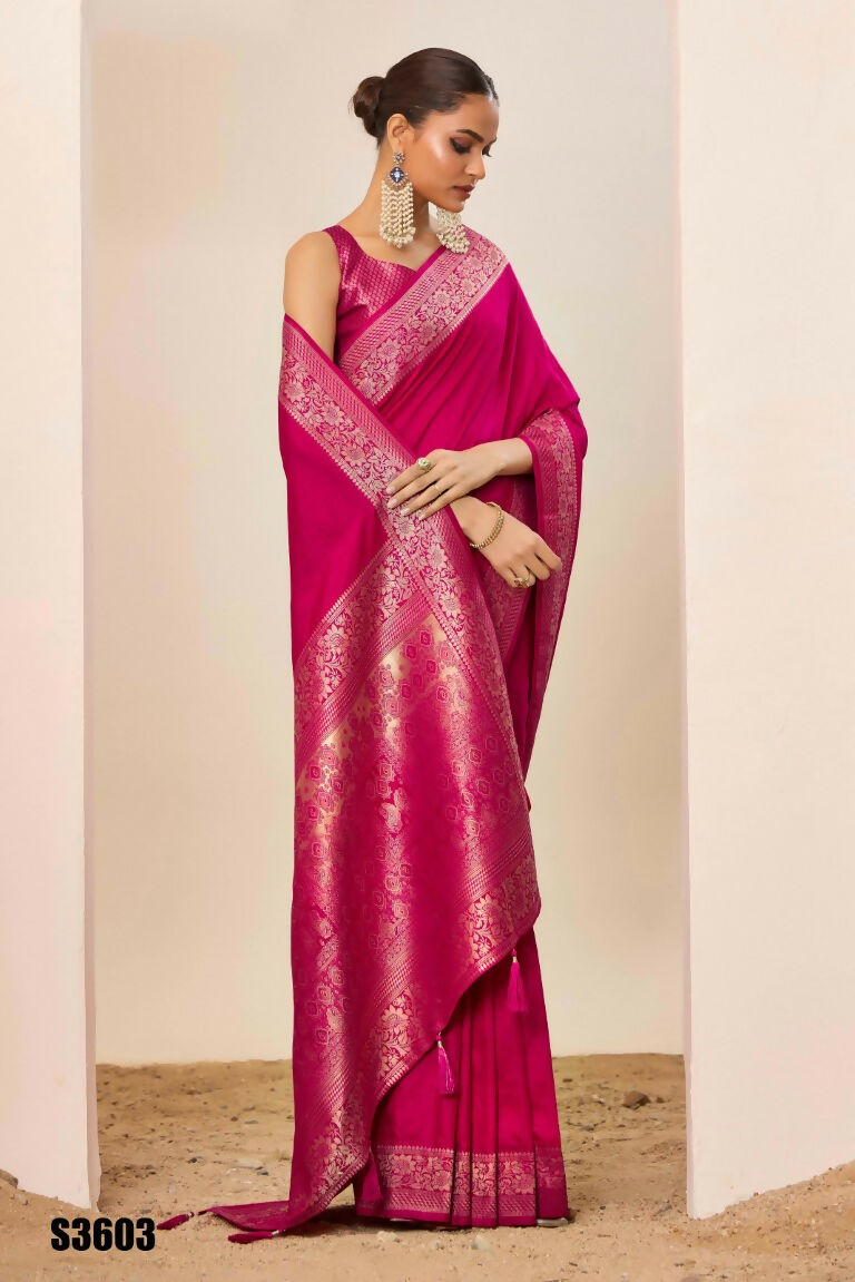 Pink Dolla Silk Wevon Galla Designer Saree - Zeel