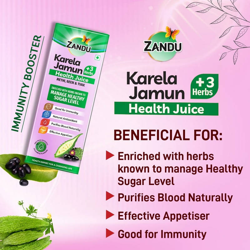 Zandu Karela Jamun + 3 Herbs Health Juice 