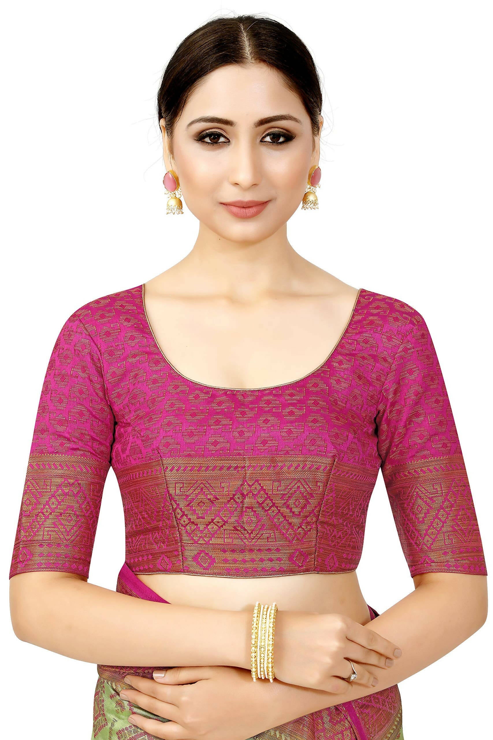 Mimosa Women's Patola Style Art Silk Green Saree