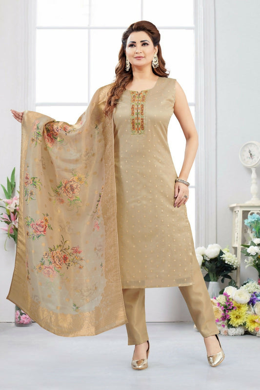 Joban Fashion Jacquard Beige Color Kurta Set