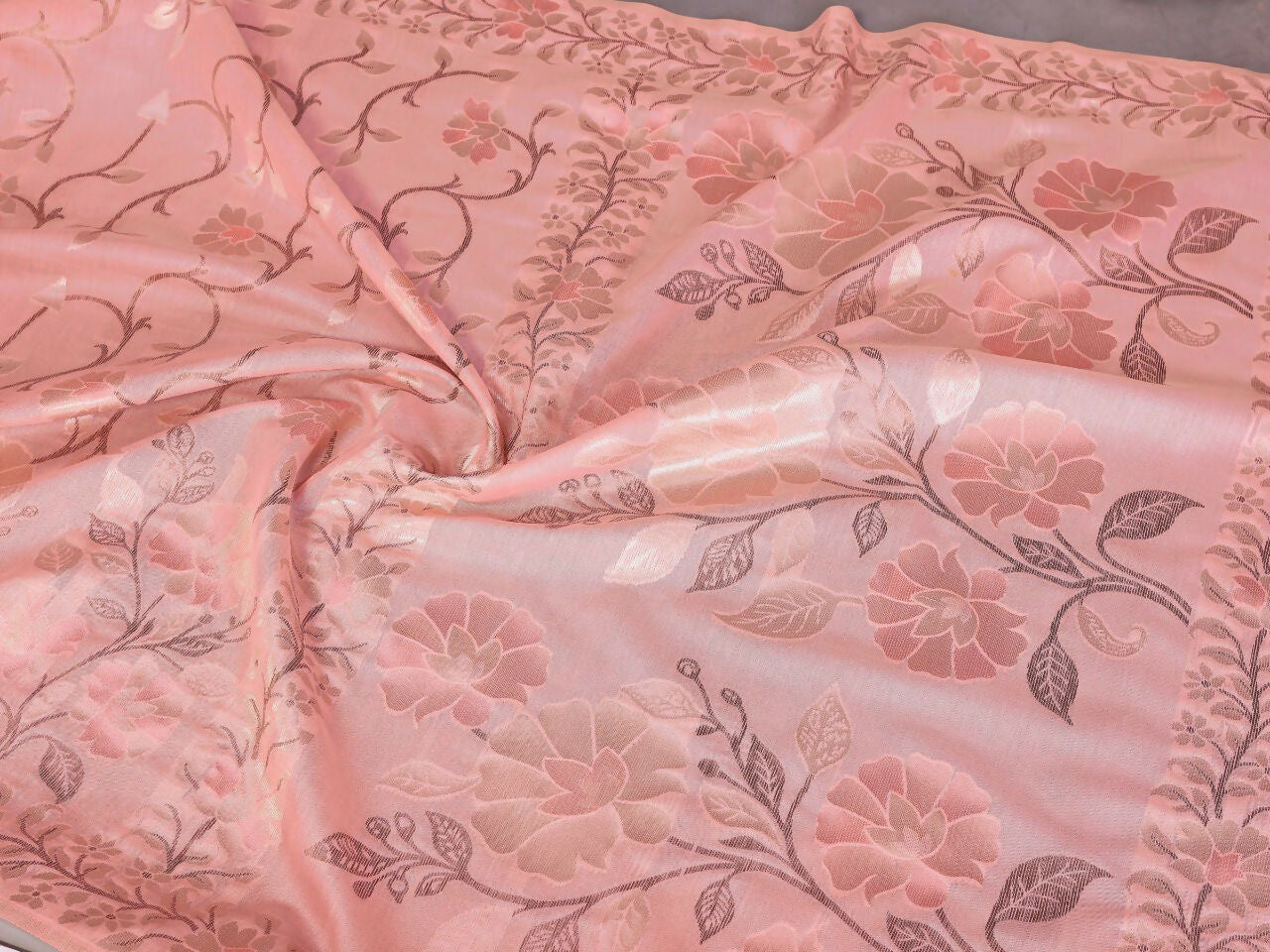 Teeya Creation New Latest Trendy Wedding Wear Pashmina Silk Saree-Peach