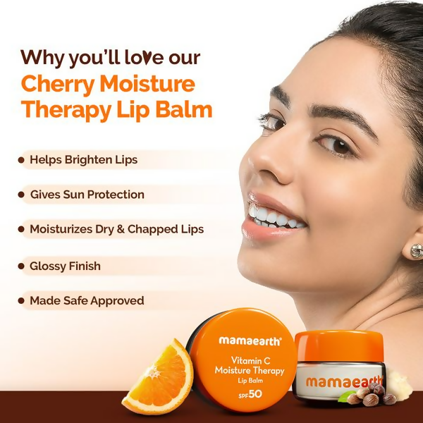 Mamaearth Vitamin C Moisture Therapy Lip Balm SPF 50 with Vitamin C & Honey For Lip Lightening 