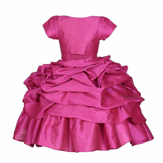Asmaani Baby Girl's Pink Colour Satin A-Line Maxi Full Length Dress (AS-DRESS_22118) - Grab2buy