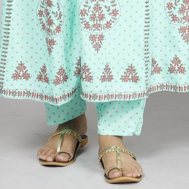 Alvano Women's Stylish Rayon Anarkali Kurta with Pant and Dupatta set Casual wear, Partywear, Wedding
