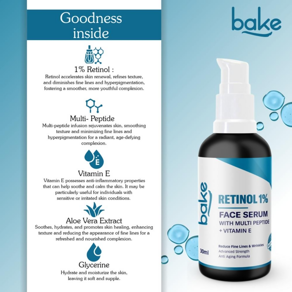 Bake Retinol 1% Face Serum With Multi Peptide + Vitamin E  Grab2Buy Bake Grab2Buy