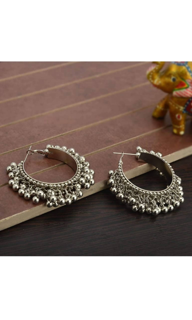 Mominos Fashion Traditional Oxidised Afghani Ghungroo Style Small Hoop Earrings - Grab2buy