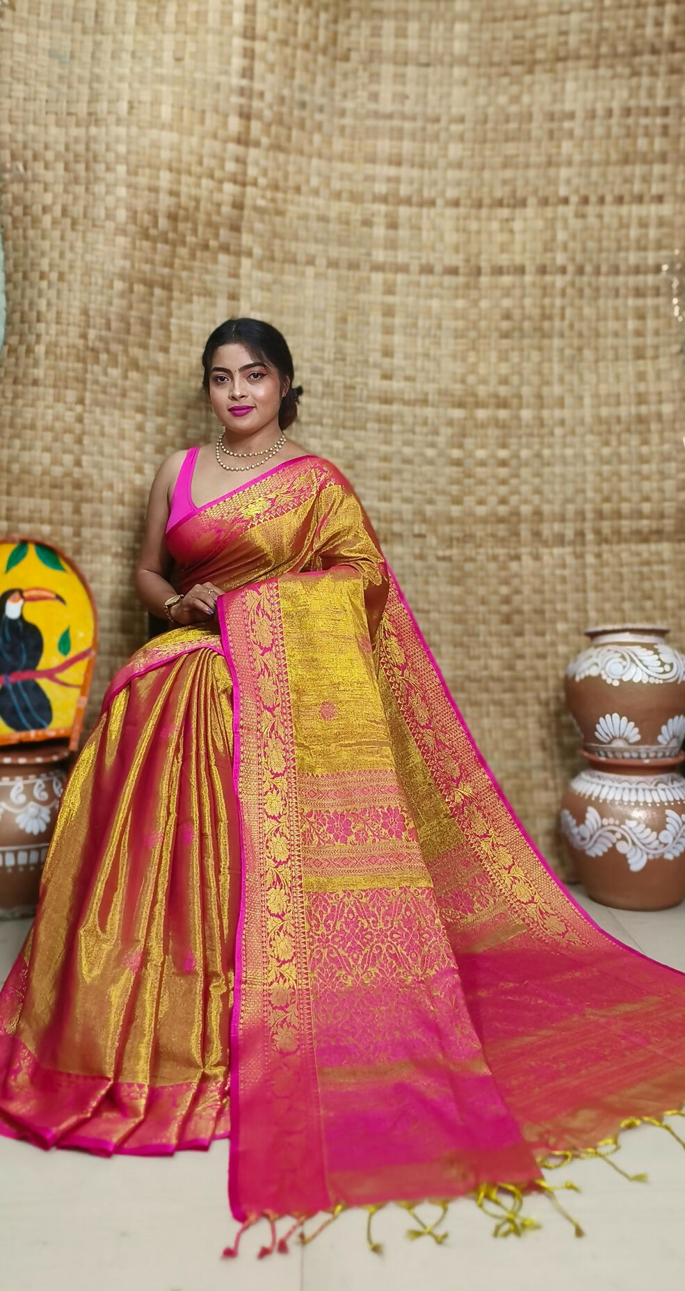 Exclusive Collection Pink Beautiful Tissue Benarasi Grab2Buy 