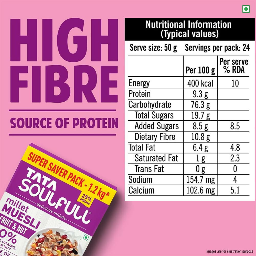 Tata Soulfull Millet Muesli Breakfast Cereals (Fruit & Nut) - Grab2buy