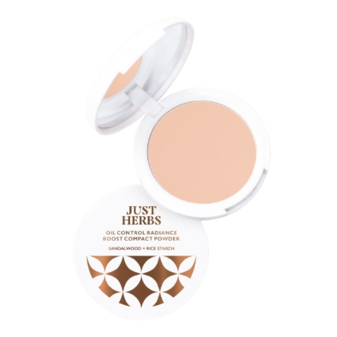 Just Herbs Oil Control Radiance Boost Compact Powder - 01 Porcelain - Grab2buy